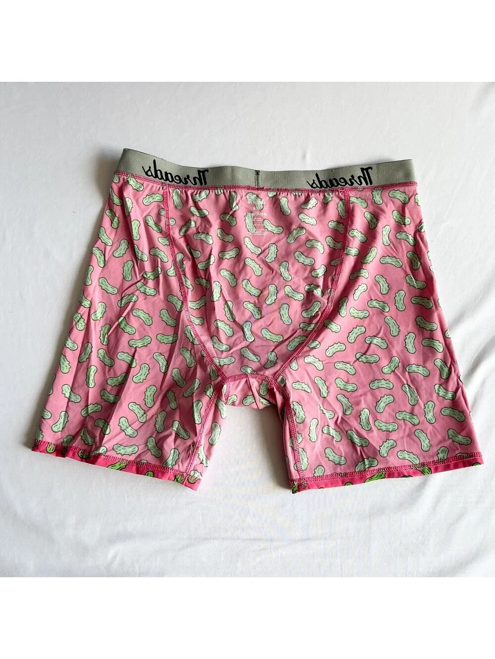 Threads Pink Boxer Briefs with Green Pickle Cartoon Fun Print Mens Size XXL